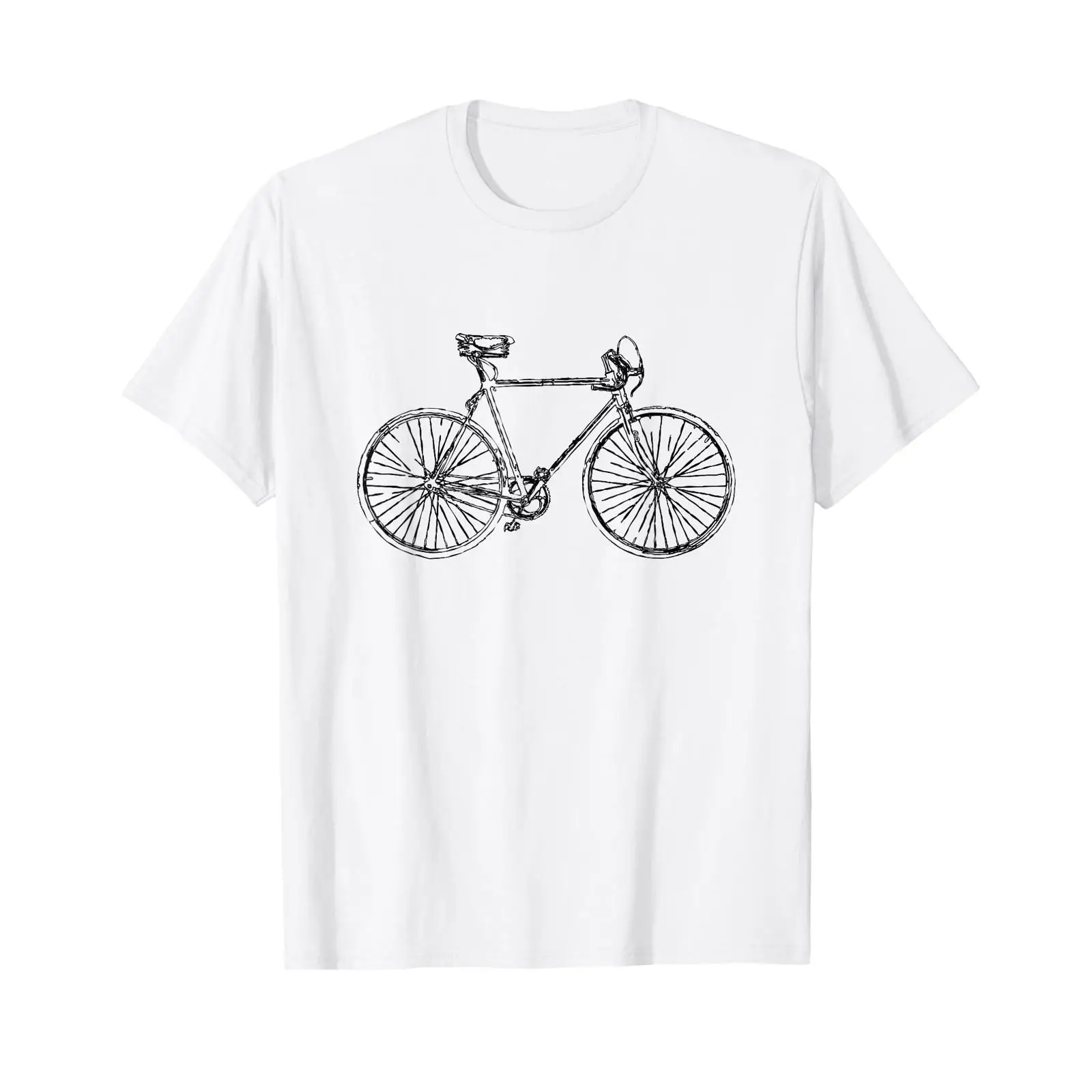 Vintage Fashion Sketches - レトロ自転車スケッチサイクリングレクリエーションサイクリスト T シャツヴィンテージウォッシュ加工多用途ストリートウェアファッション通気性わずかに良い