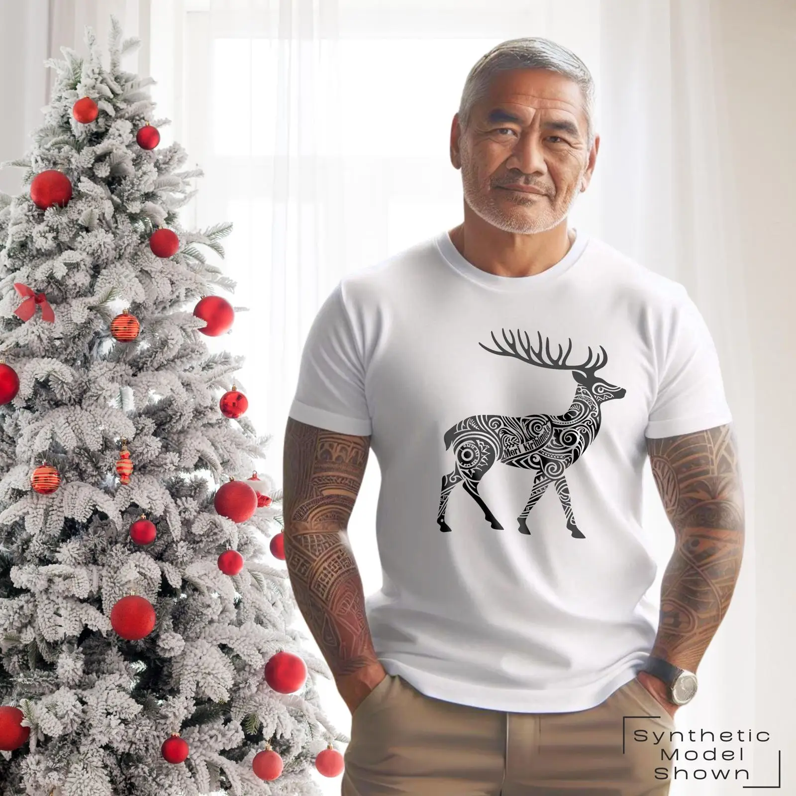 Vintage Fashion Nz - マオリのクリスマスTシャツ、お祭り気分を盛り上げるニュージーランド・アオテアロアのデザイン、新しいニュージーランドのタトゥー柄ジャージ、ヴィンテージ風のウォッシュ加工、伸縮性があり、どんなスタイルにも合わせやすい、おしゃれな一着。