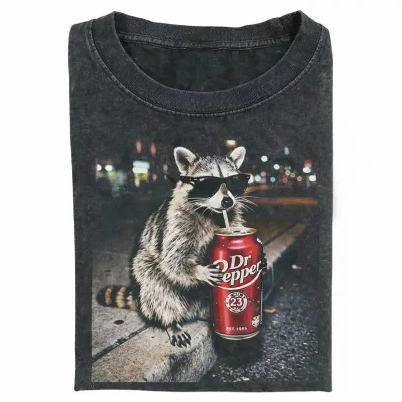 Vintage Fashion Gen Z - ヴィンテージラクーングラフィックTシャツ - 面白いZ世代向けダンク・ミーム、カジュアルなラウンドネック半袖コットンスポーツトップ、男性・女性へのギフト、ストリートウェア・レディースウェア、Tシャツ、半袖