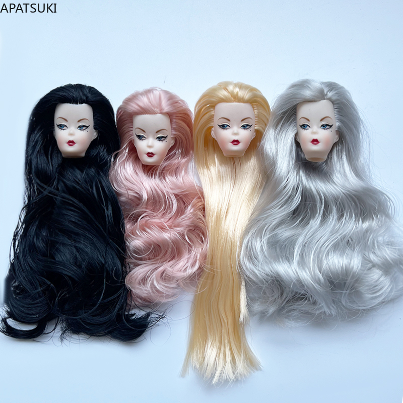 Fashion Y Vintage - 青い目のウェーブカールヘアドールヘッド、11.5インチドールヘッド用、ヴィンテージSTフェイスモールド、1/6ドールヘッド、女性ヘッド、メイクアップクオリティDIYパーツ