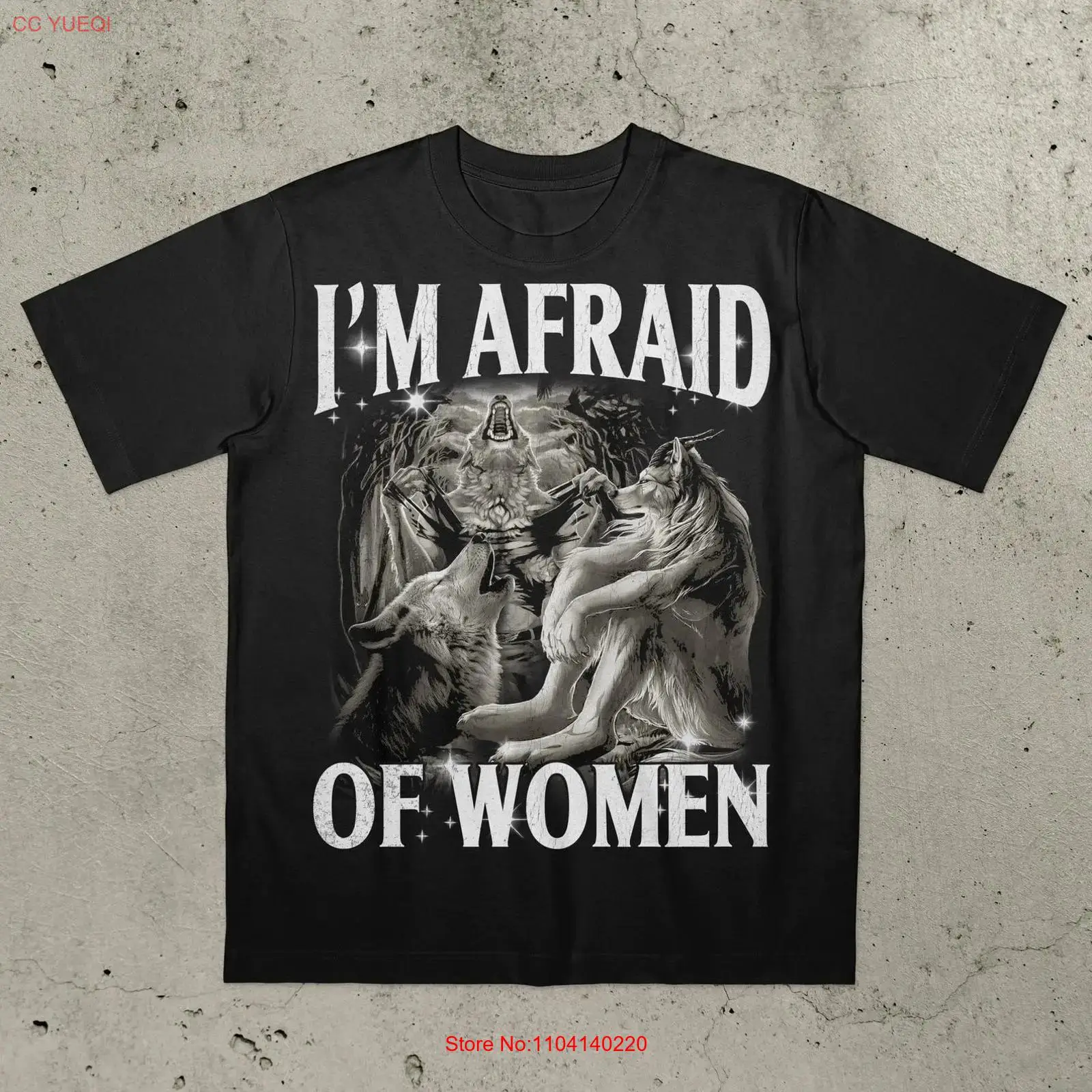 私は女性が怖い Tシャツ 面白い狼男ミーム ジェン・ゼイ・ク - Vintage Fashion Gen Z のレビューと価格