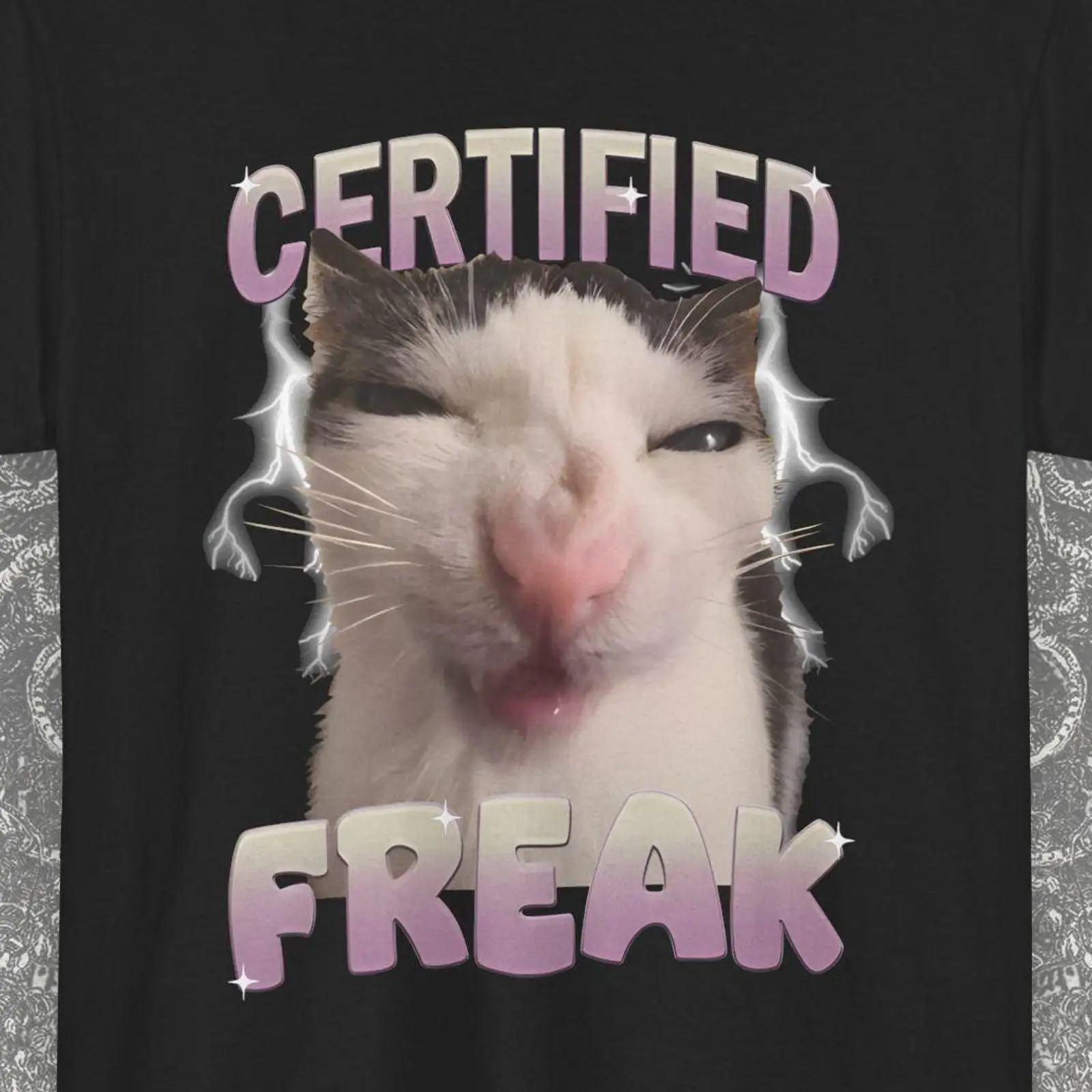 認定されたフリーキーな面白い猫のミームブートレッグTシャツ、 - Vintage Fashion Gen Z のレビューと価格