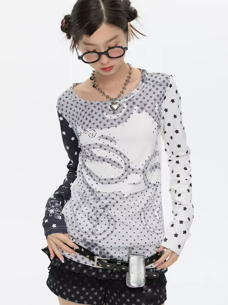 Y2K風ロングスリーブTシャツ レディース アニメ ポルカド - Vintage Fashion Y2K のレビューと価格