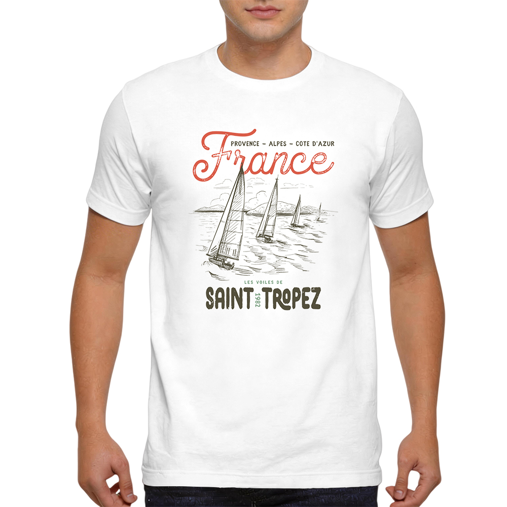 メンズ用、綿100％のTシャツ。プロヴァンス・コート・ダジュ - Vintage Fashion Sketches のレビューと価格