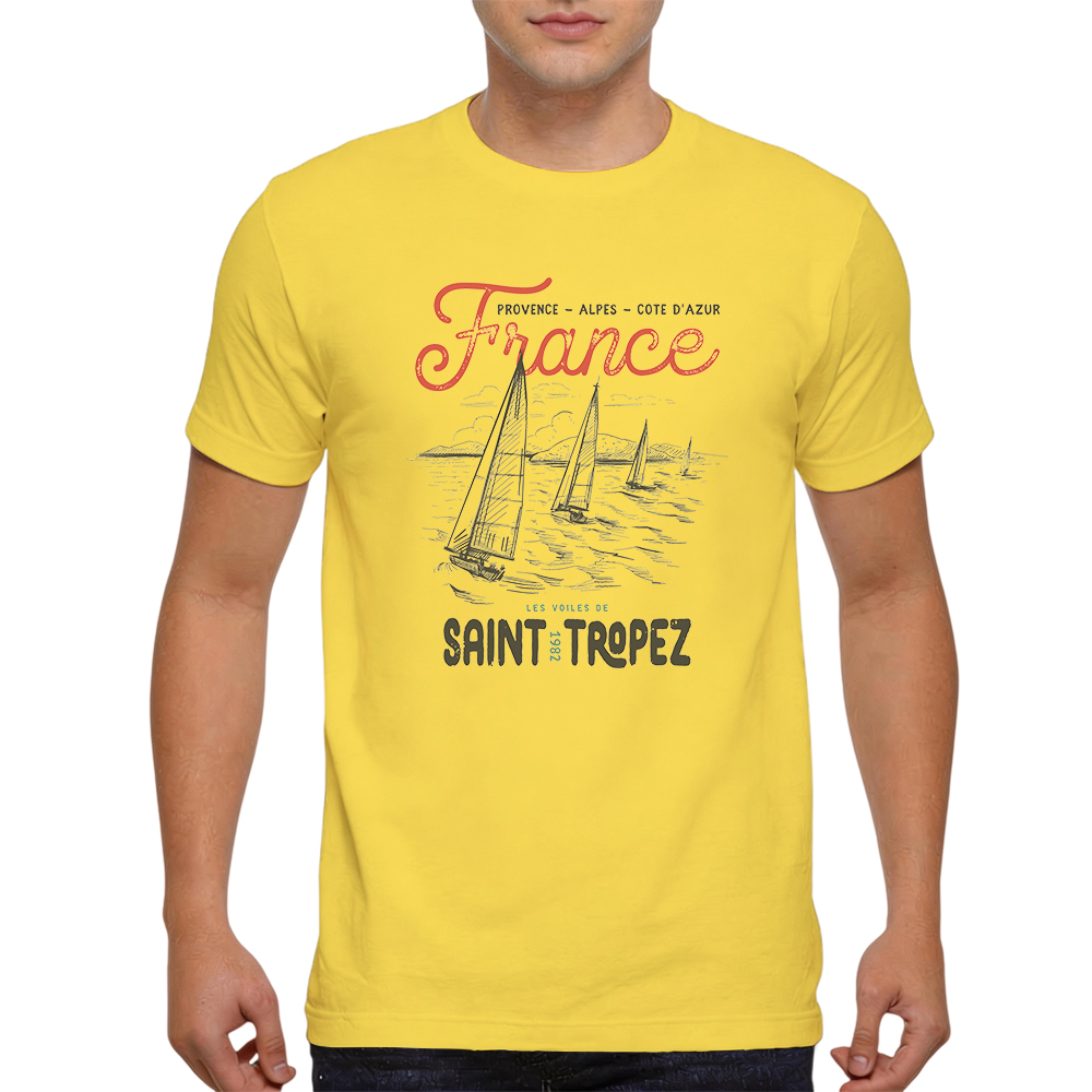 メンズ用、綿100％のTシャツ。プロヴァンス・コート・ダジュ - Vintage Fashion Sketches のレビューと価格